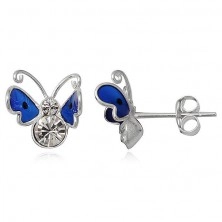 Leptir naušnice od sterling srebra s cirkonima - plava boja