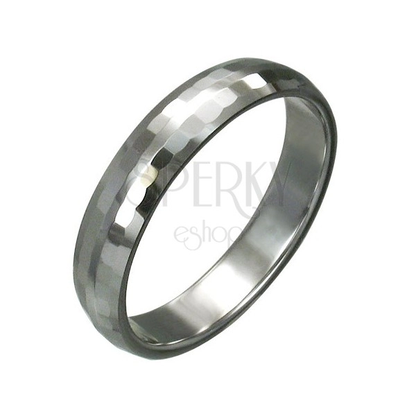 Prsten od volframa sa fino brušenim pravokutnicima, 3 mm