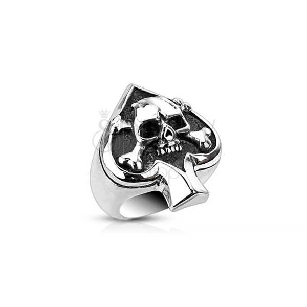 Prsten od nehrđajućeg čelika s kartaškim simbolom i lubanjom