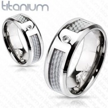 Prsten od titana - mrežasti bijeli uzorak s cirkonom
