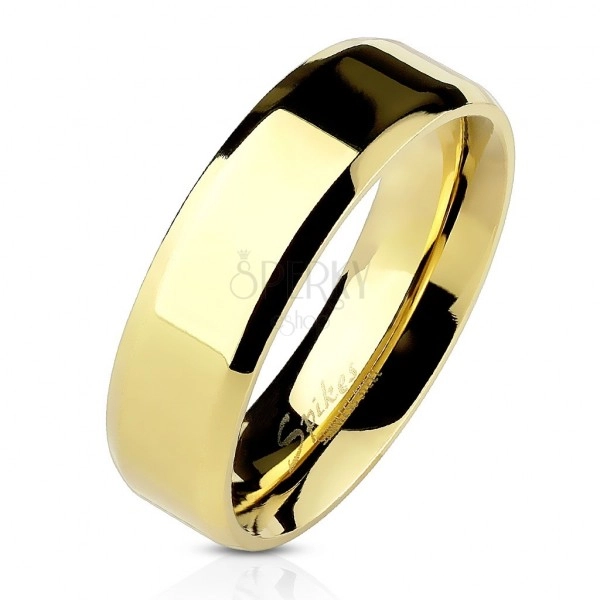 Čelični prsten zlatne boje s fino spuštenim rubovima, 6 mm