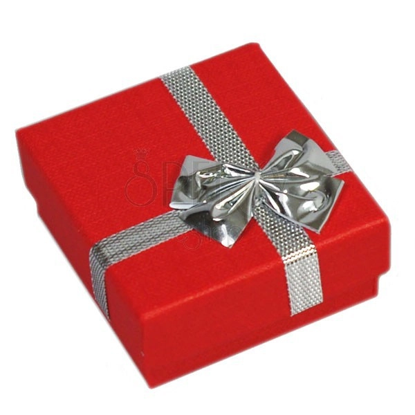 Poklon kutijica - za prstenje, srebrna mašna