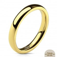 Čelični prsten zlatne boje zrcalnog sjaja - 3 mm
