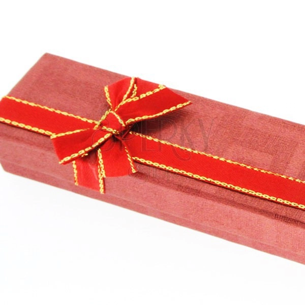 Poklon kutijica za ogrlicu - crvena, dvobojna mašna