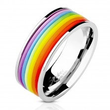 Čelični prsten s gumenim središnjim dijelom u duginim bojama