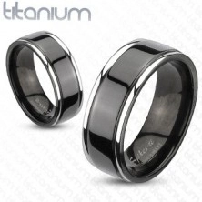 Prsten od titana s crnom sredinom i srebrnim rubovima