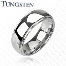 Vjenčani prsten od volframa - izdignut središnji dio, zrcalni sjaj, 6 mm