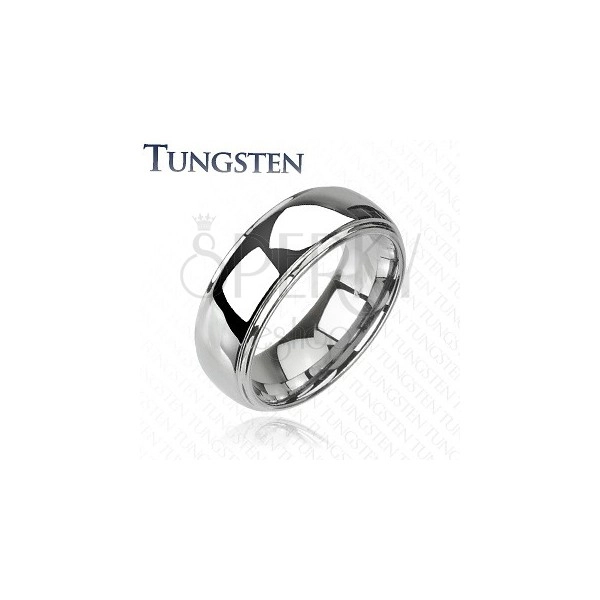 Vjenčani prsten od volframa - izdignut središnji dio, zrcalni sjaj, 6 mm