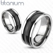 Prsten od titana s izbočenim rubovima i zaobljenom sredinom u crnoj boji