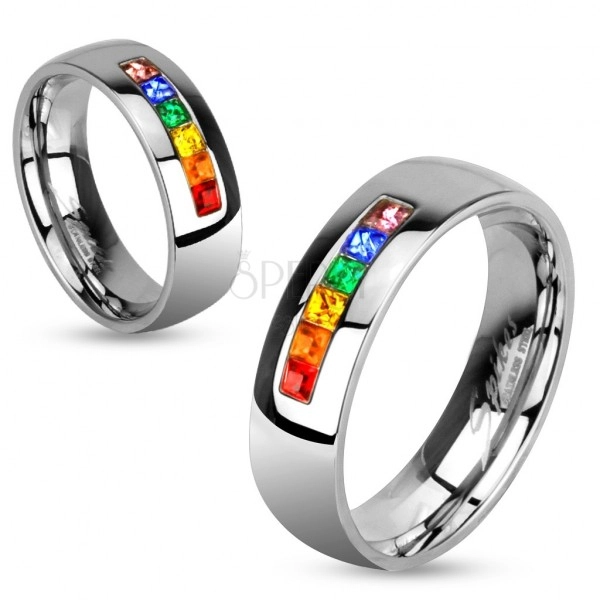 Prsten od nehrđajućeg čelika s raznobojnim cirkonima