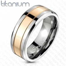 Vjenčani prsten od titana sa zlatnom prugom, 8 mm