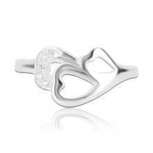 Sterling srebrni prsten - tri srca s umetnutim cirkonima