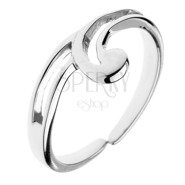 Srebrni prsten - izbočen oblik vala, dvostruka linija, podesiv