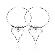 Naušnice od 925 srebra - kružnice s perlama i asimetričnim srcem