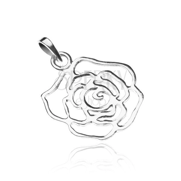 Srebrni privjesak - svijetla silueta ruže