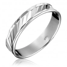 Srebrni vjenčani prsten - dijagonalni utori, višestruki opseg