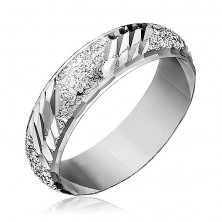Prsten od 925 srebra - brušena struktura s kosim urezima