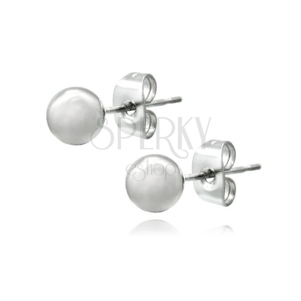 Naušnice od 925 srebra - naušnice na dugme sa sjajnom kuglicom, 4 mm