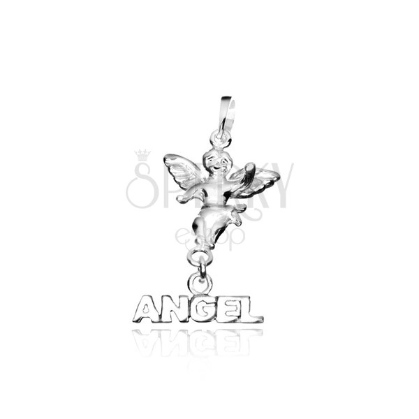 Srebrni privjesak - mali anđeo s natpisom ANGEL