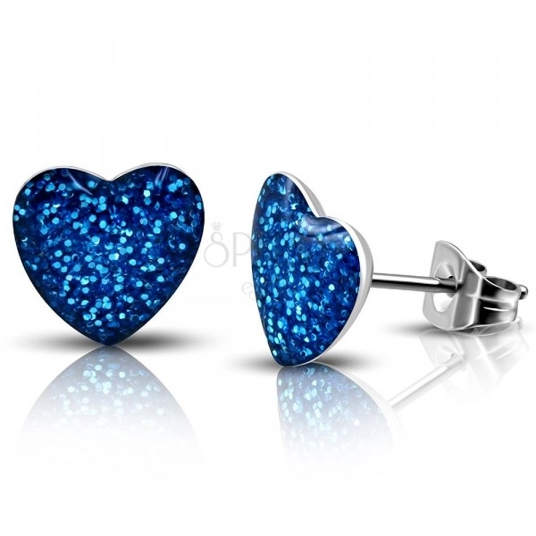 Naušnice od nehrđajućeg čelika - blistavo plavo srce