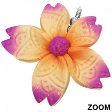 Naušnice od FIMO materijala - nepravilni ljubičasto-narančasti cvijet