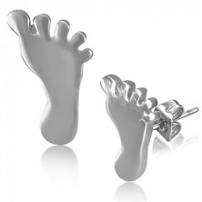 Naušnice od kirurškog čelika u obliku sjajnog srebrnog stopala