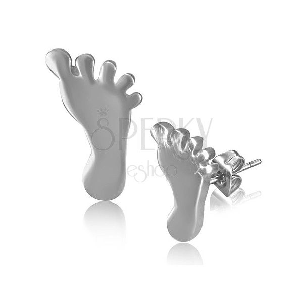 Naušnice od kirurškog čelika u obliku sjajnog srebrnog stopala