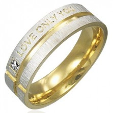 Čelični prsten - srebrnast s zlatnim prugama, izjava ljubavi