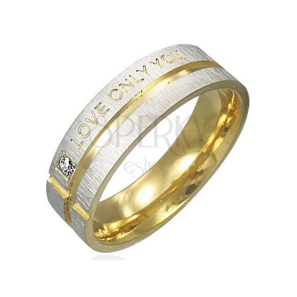 Čelični prsten - srebrnast s zlatnim prugama, izjava ljubavi