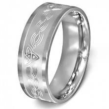 Prsten od kirurškog čelika - Keltski križ na mat srebrnoj pozadini