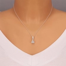 Ogrlica izrađena od 925 srebra - trokutasti cirkon i dekorativna omča