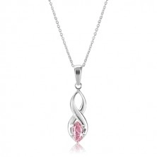 Ogrlica izrađena od 925 srebra - šiljasti broj osam i ružičasti cirkon