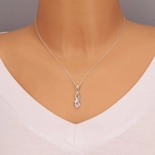 Ogrlica izrađena od 925 srebra - šiljasti broj osam i ružičasti cirkon