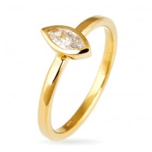 Prsten od 925 srebra - izbočeni cirkon u zrnatom obruču, zlatna boja