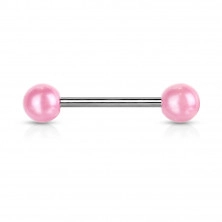 Piercing za jezik od čelika - obojene biserne perlice