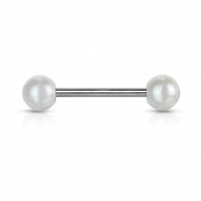 Piercing za jezik od čelika - obojene biserne perlice