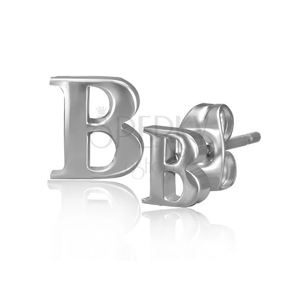 Naušnice od kirurškog čelika - oblik sjajnog slova B
